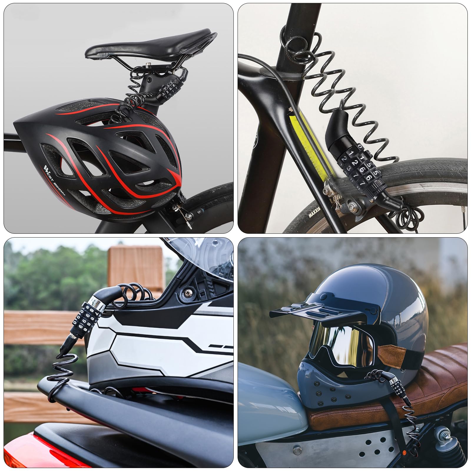 Ainiv Lucchetto Bici a Combinazione 150cm, Lucchetto Cavo Antifurto 4 Cifre per Bicicletta Moto Scooter