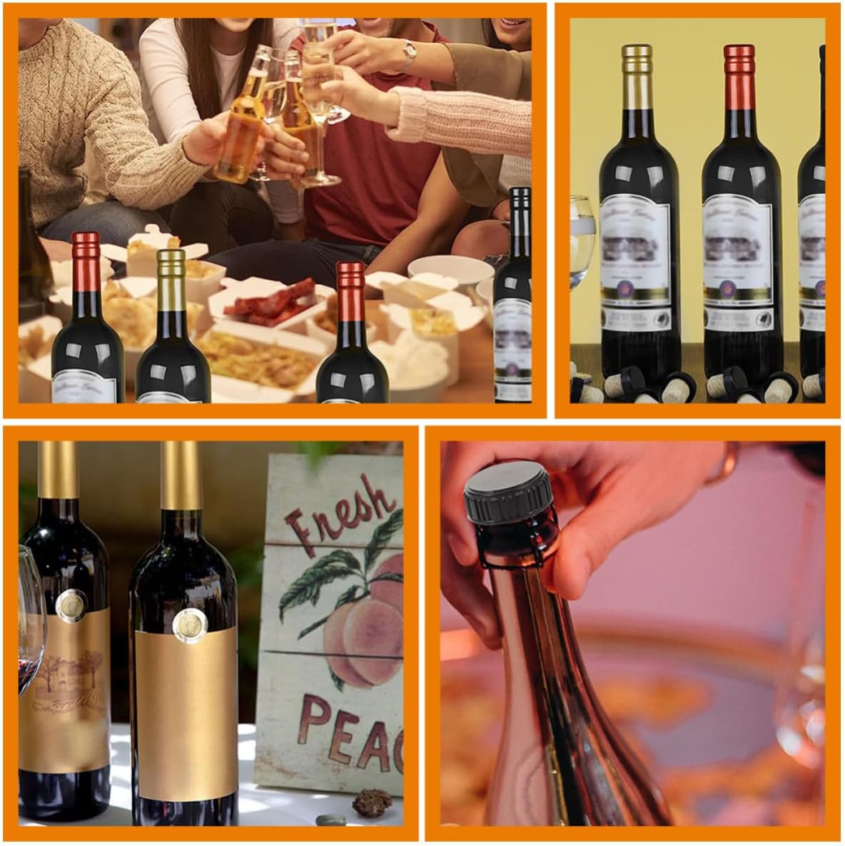 30 Sets Wine Bottle Cork Heat Shrink PVC Capsules with Wood Tool