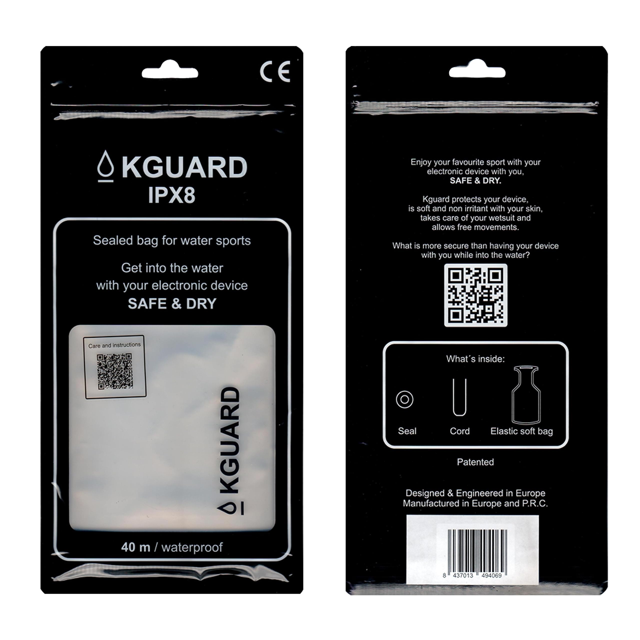 KGUARD XL – Bolsa Estanca Impermeable IPX8 para Smartphone, Llaves y Tarjetas – Silicona Antialergénica Translúcida con Aro Verde – Ideal para Surf, Paddle Surf, Kayak y Playa