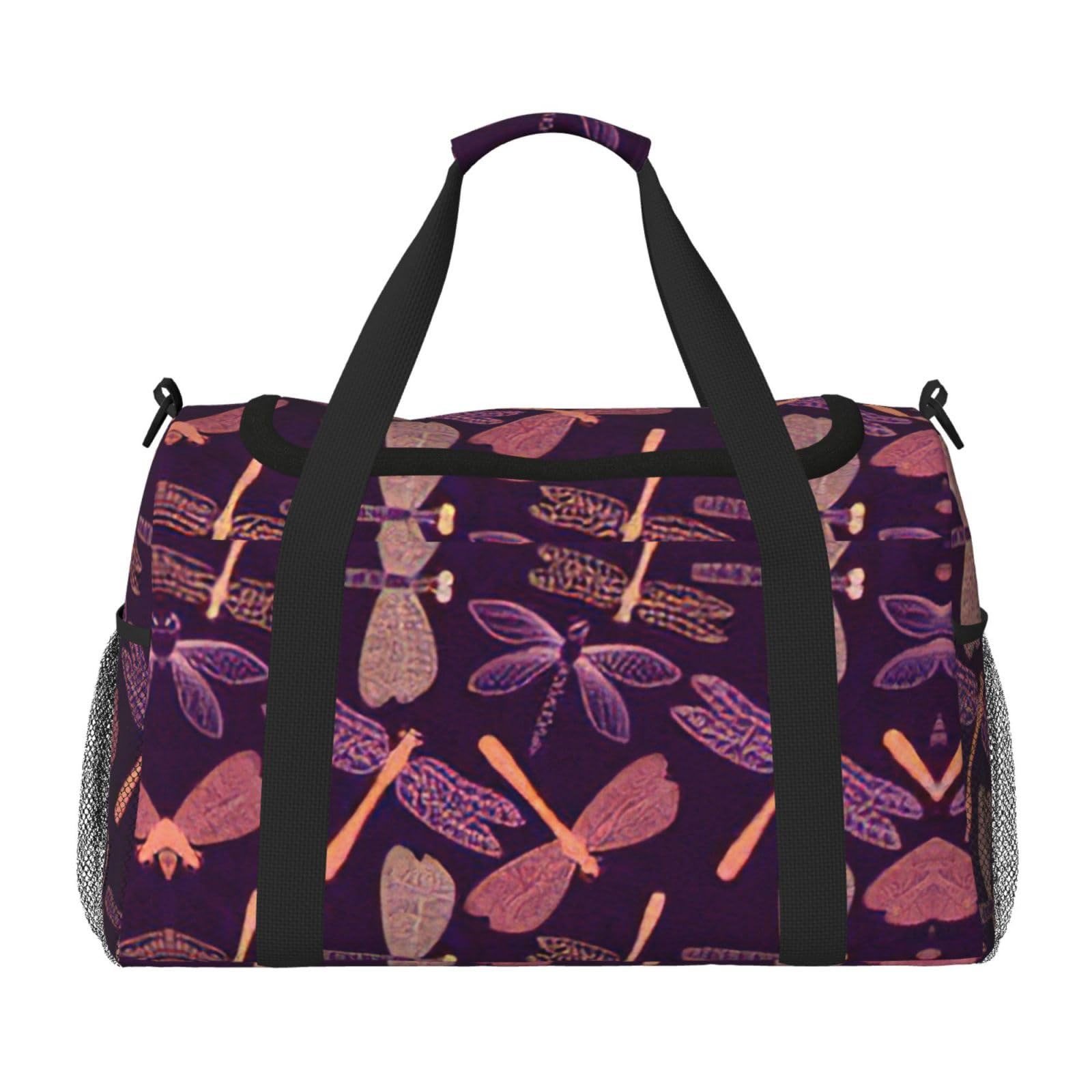 Bolsa de viaje plegable de gran capacidad con estampado original de libélula 8