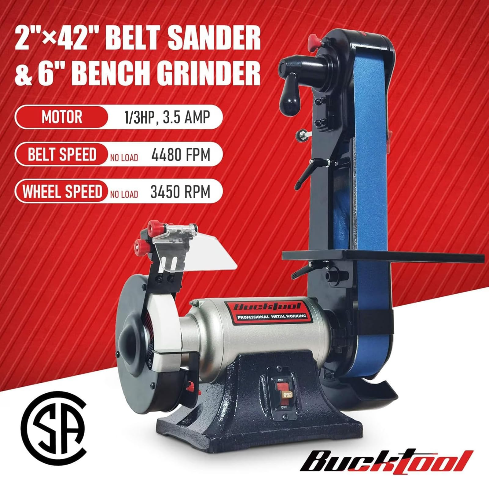 Bucktool Belt Sander & Bench Grinder Combo -2