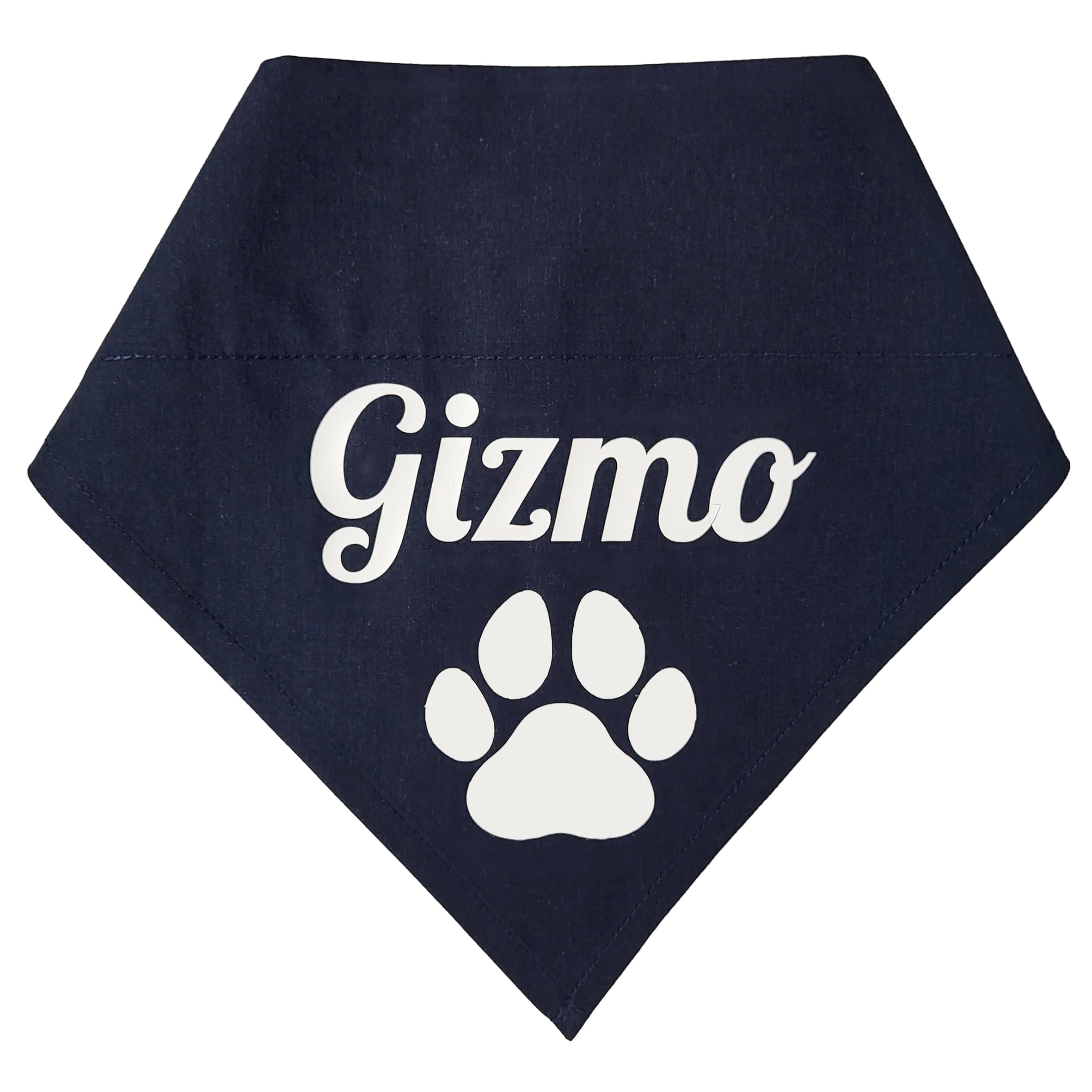 Dog Bandana Personalised with Name and Paw for any Dog Lover Customised with your own Wording (Small, Blue)