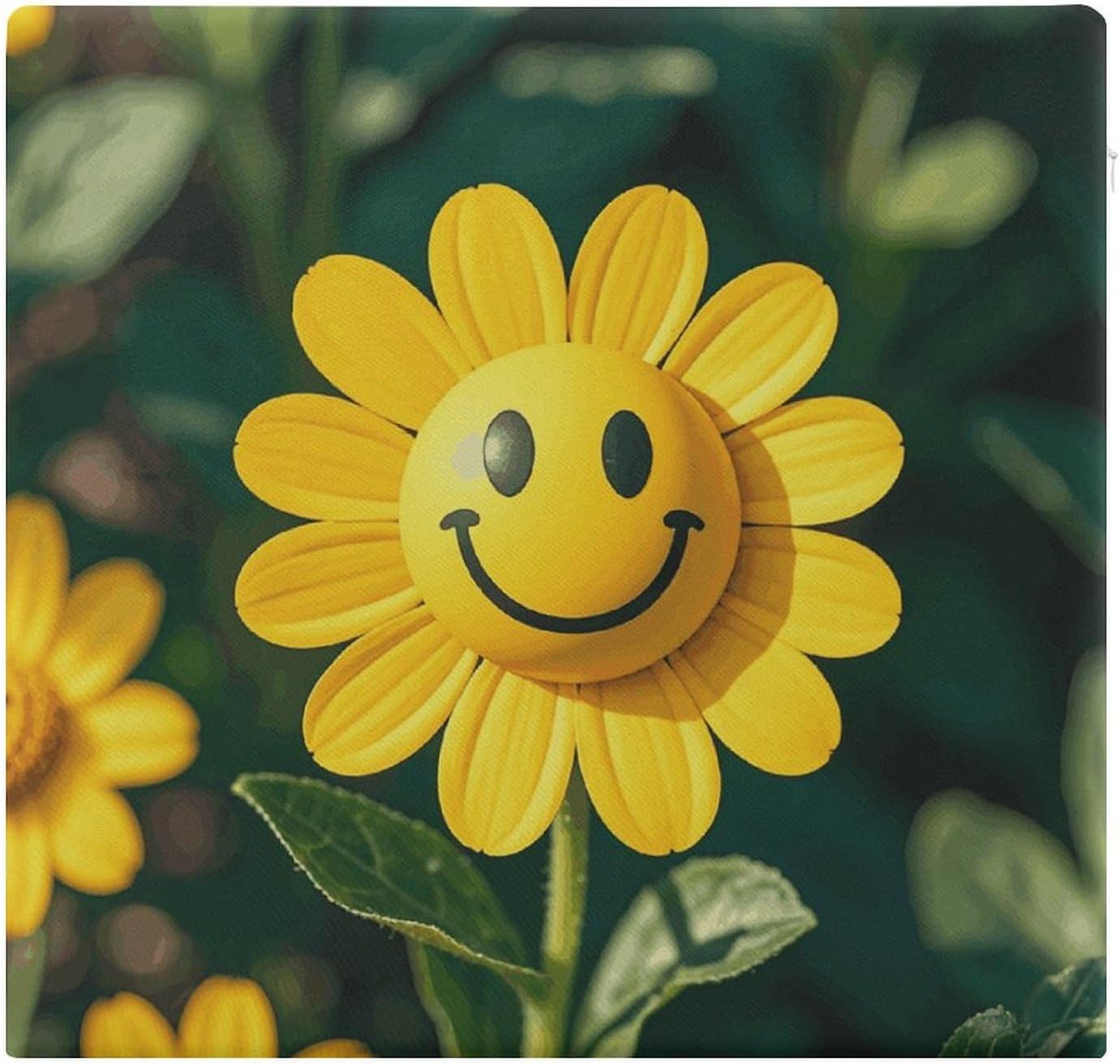 Yellow Smiley Flower Degrees of Comfort Meditation Floor Pillow, Square Large Pillows Seating for Adults, Tufted Corduroy Cushions for Outdoor Yoga Tatami Fireplace Living Room 15x15 Inch