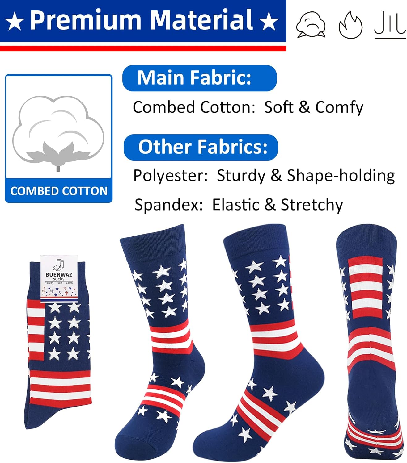 American Flag Stars & Stripes Patriotic Socks for Men and Women - Image 6