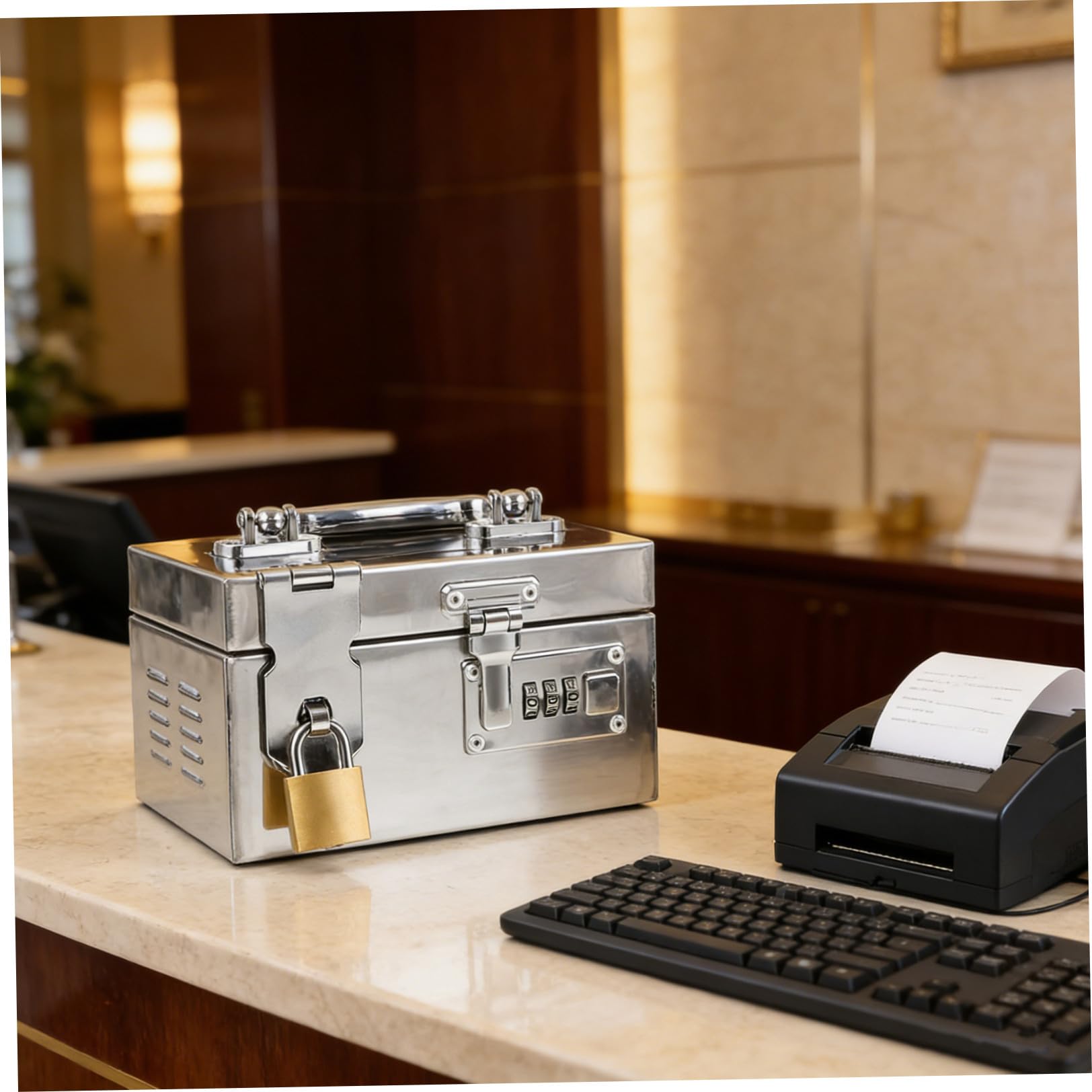 ABOOFAN Boîte Épargne Incassable Acier Inoxydable avec Code Tirelire Fermée Métal Grande Capacité pour Billets Coffre Sécurisé pour Adultes Bureau et Maison
