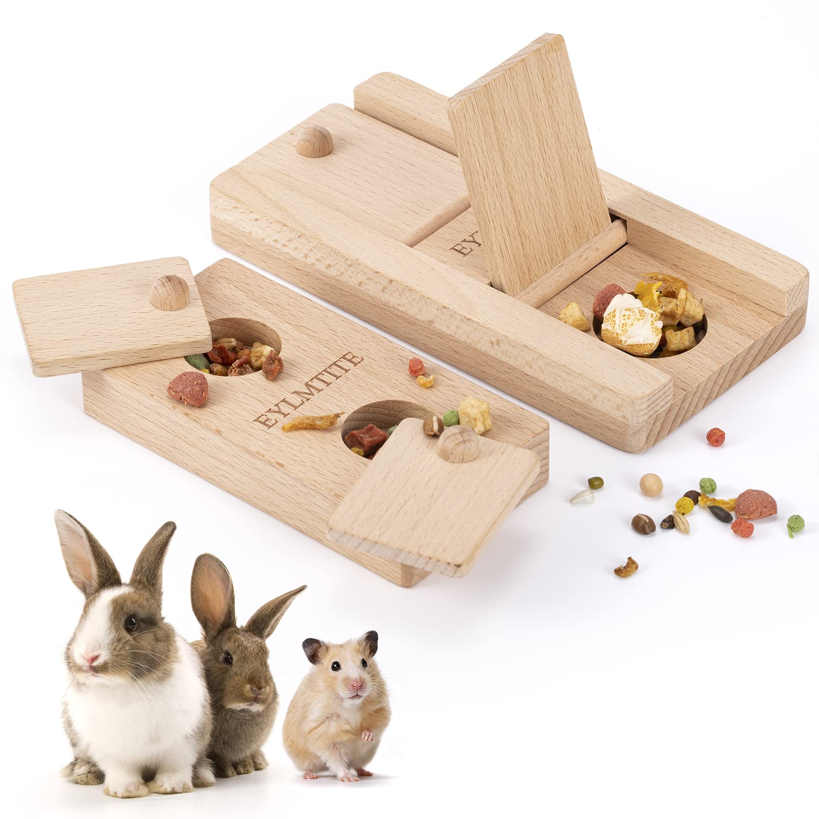 Wooden Pet Hamster Foraging Toys Interactive Hide Treats Puzzle for Hamster, Guinea Pig, Pet Rats, Bunny Rabbit and Chinchilla Toys