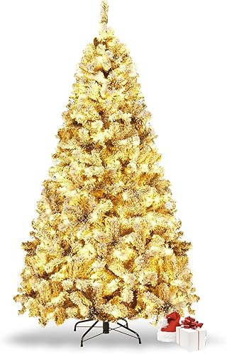 Miniatura 9 de Árbol de Navidad artificial preiluminado de 7.5 pies con 1010 puntas de ramas de PVC, 450 luces LED blancas cálidas preencordadas, bisagras de metal