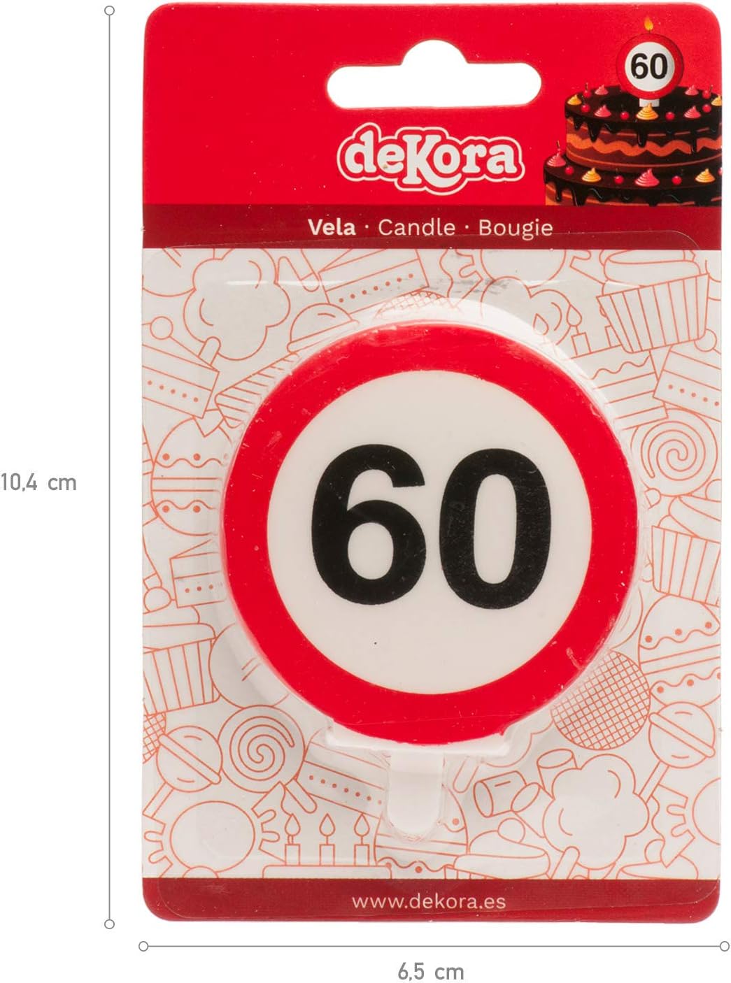 Dekora - Birthday Candles For Cakes With Forbidden Sign - Number 60, Red - Image 4
