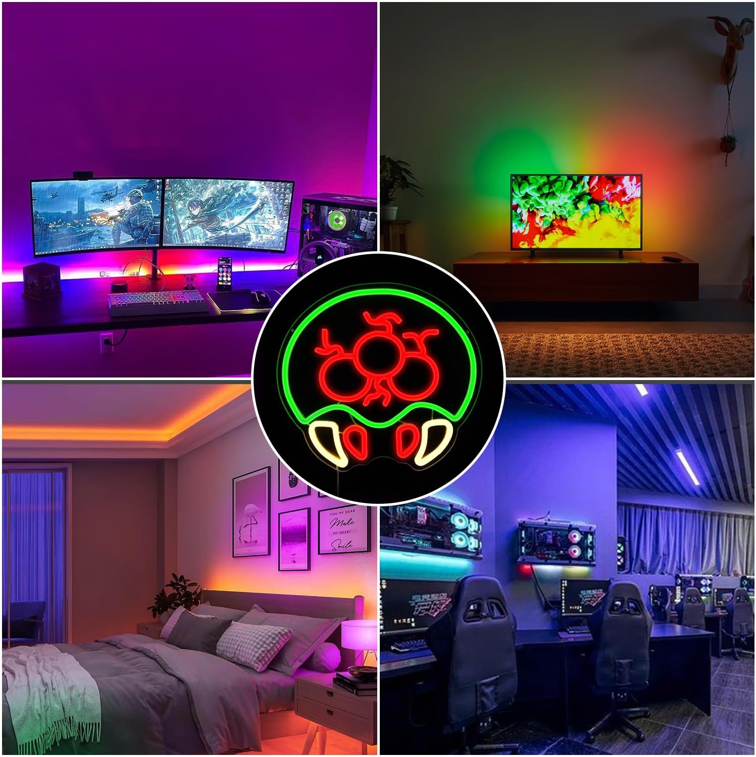 Alien Neon Sign Gaming Neon LED Signs for Wall Decor Dimmable Aliens Neon Lights for Game Room Man Cave Boys Room Wall Decor Gamer Gifts for Teens Kids Fans - Image 7
