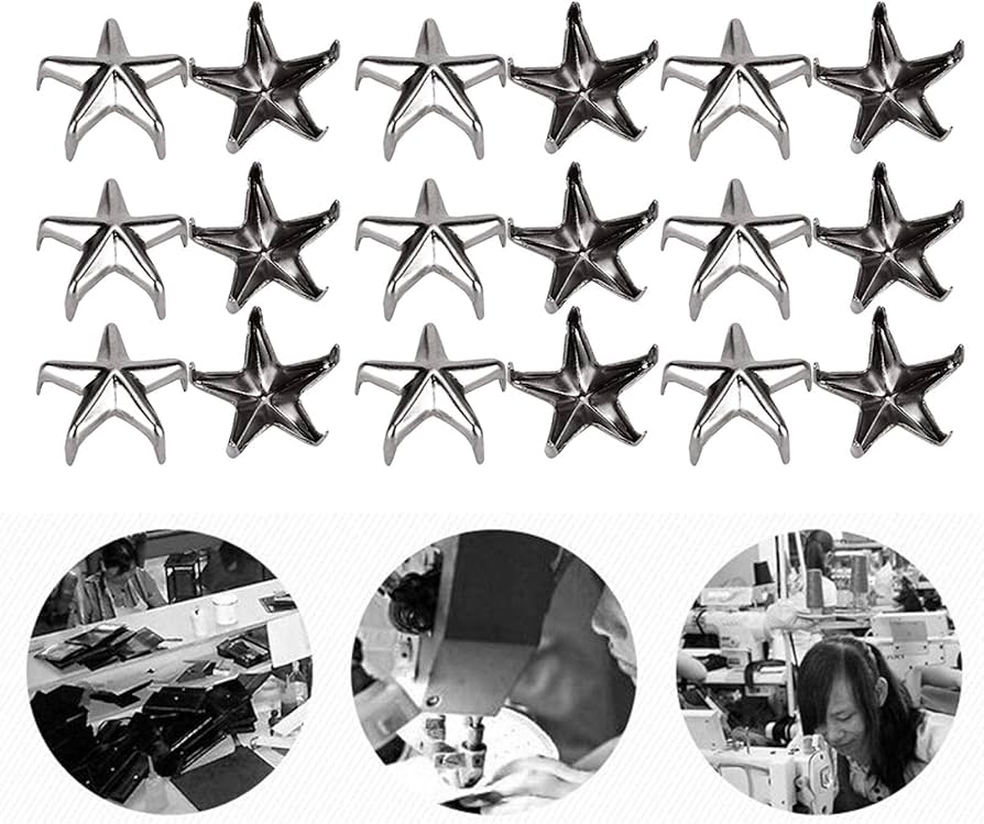 Kit rivetti a stella - 200 pezzi rivetti a forma di stella per pelle