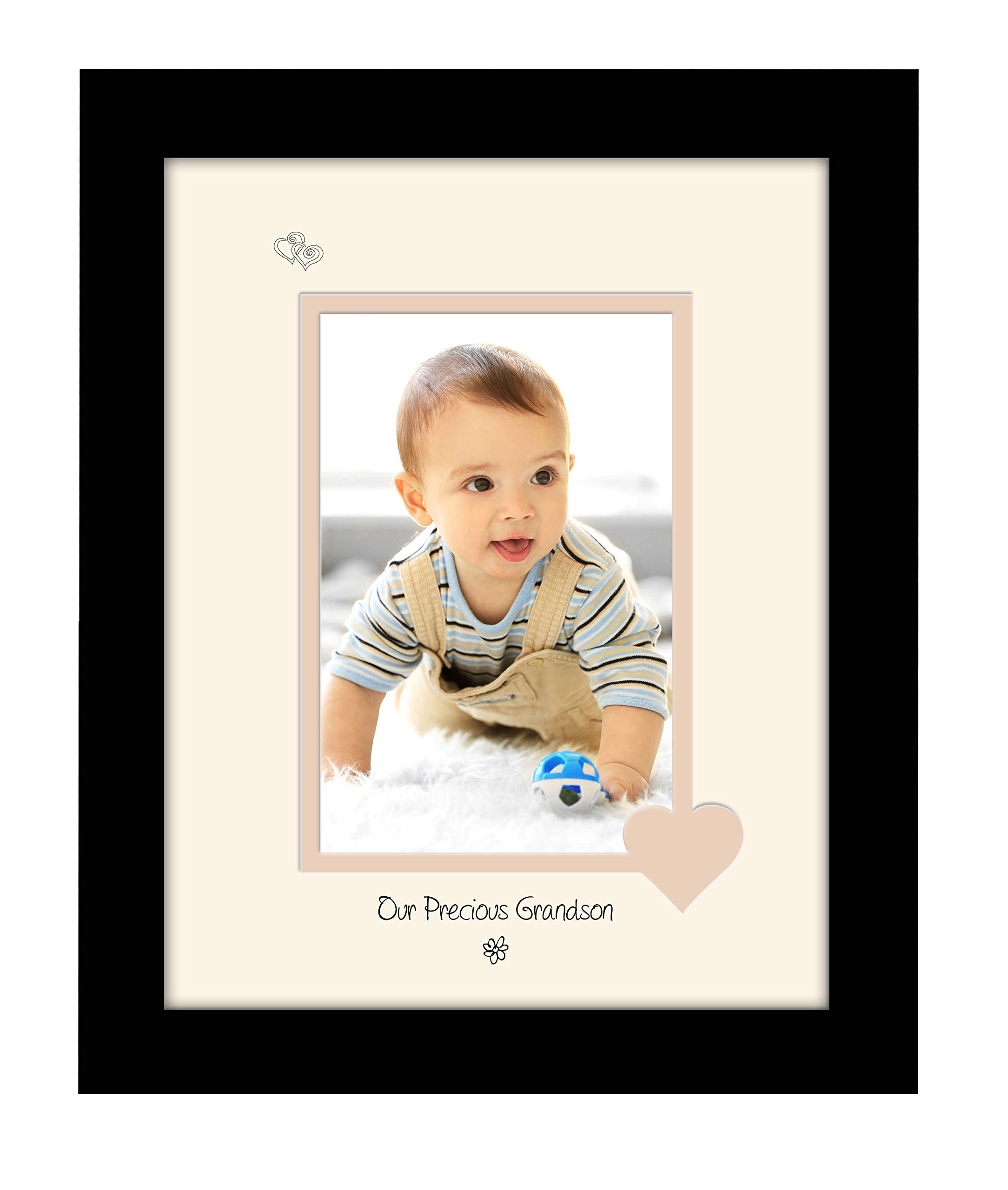 Photos In A Word Black Finish Frame Cream Mount Beige Inside Grandson Photo Frame Our Precious Portrait Double Mounted Quality Gift 1041F (Black Finish Frame Cream Mount Beige Inside)