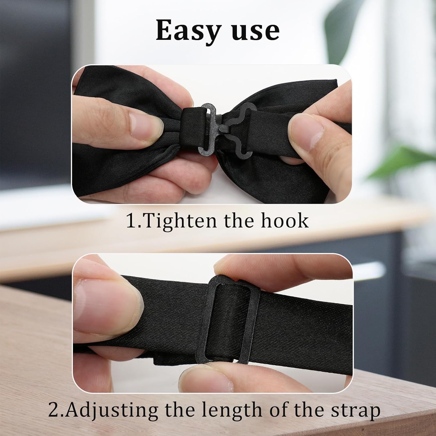 LJBFNN Mens Bow Tie, Clip on Pre Tied Bow Ties for Men Solid Color Adjustable Tuxedo Bowties for Suit Wedding Graduation