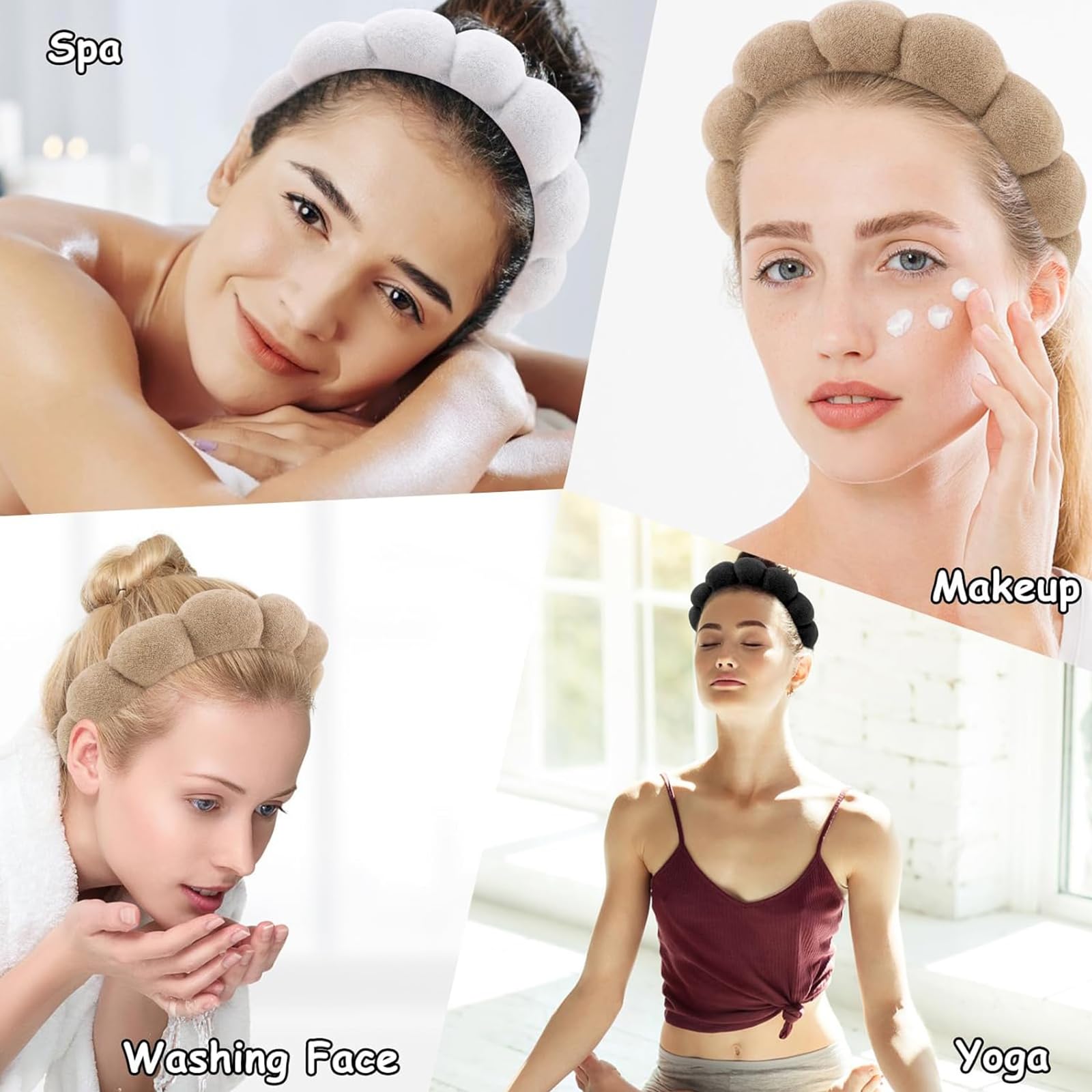 Set Di 5 Fasce Per Capelli WRENYZK: Per Cura Della Pelle, Trucco E Yoga, Verde