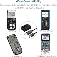 Vista 2 de Cable de datos de calculadora gráfica de 5.5 pies y adaptador de corriente para calculadoras de Texas Instruments TI-84 Plus CE, TI-84 Plus C Silver