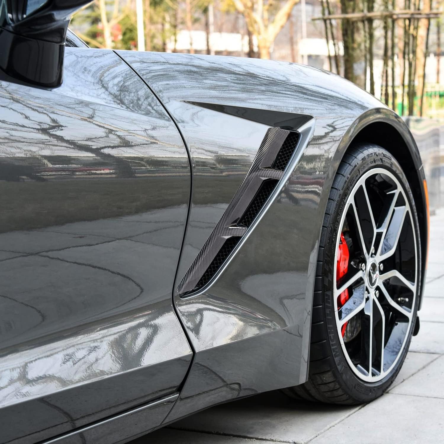 for Chevrolet Corvette C7 2014-2018 Carbon Fiber Black Exterior Kit Cover Trims 8pcs Car Accessories