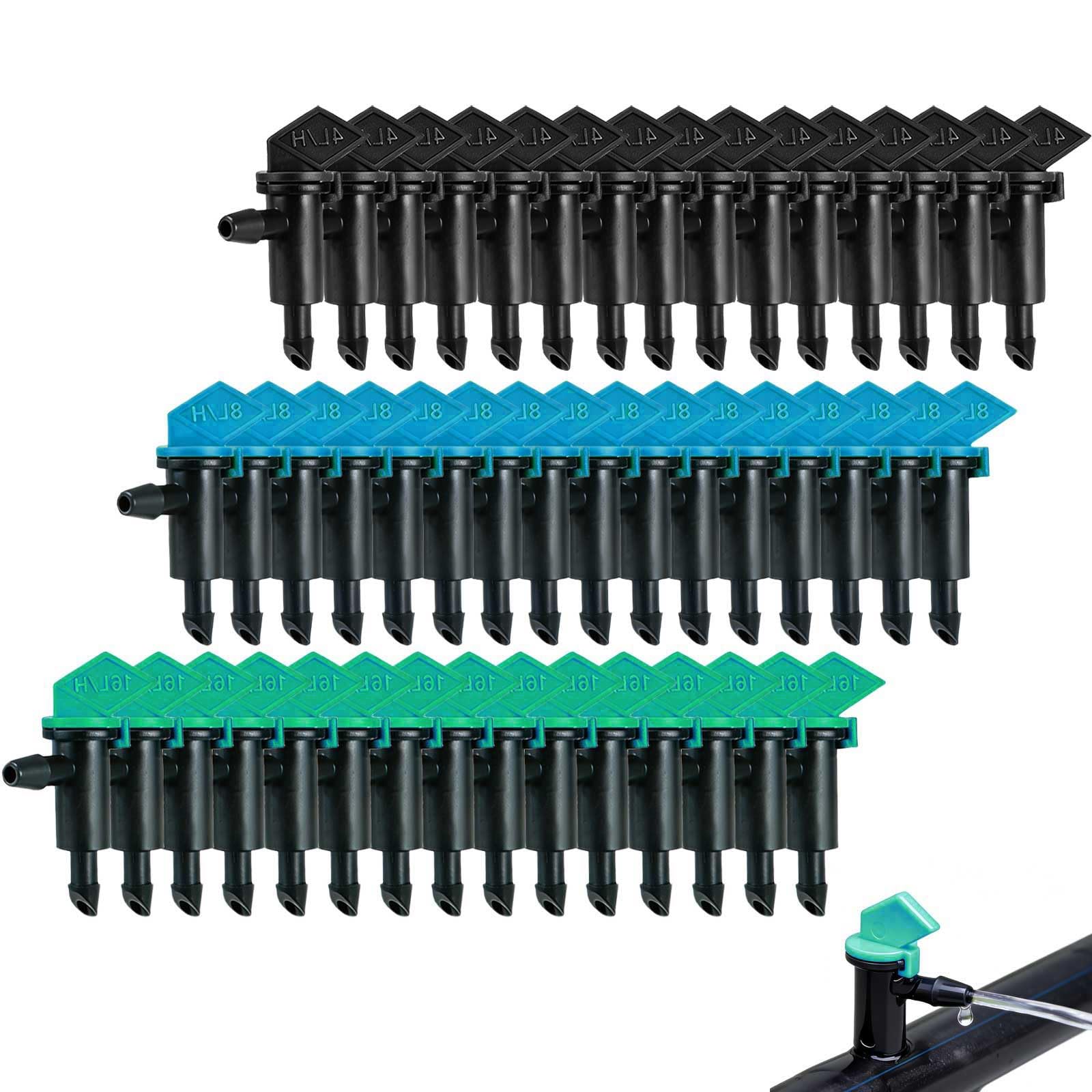 SagaSave Confezione da 300 gocciolatori per irrigazione a bandiera 16L/H 8L/H 4L/H 4L/H Irrigatore a goccia compatibile con tubo da 4 mm/7 mm per giardino prato verdura