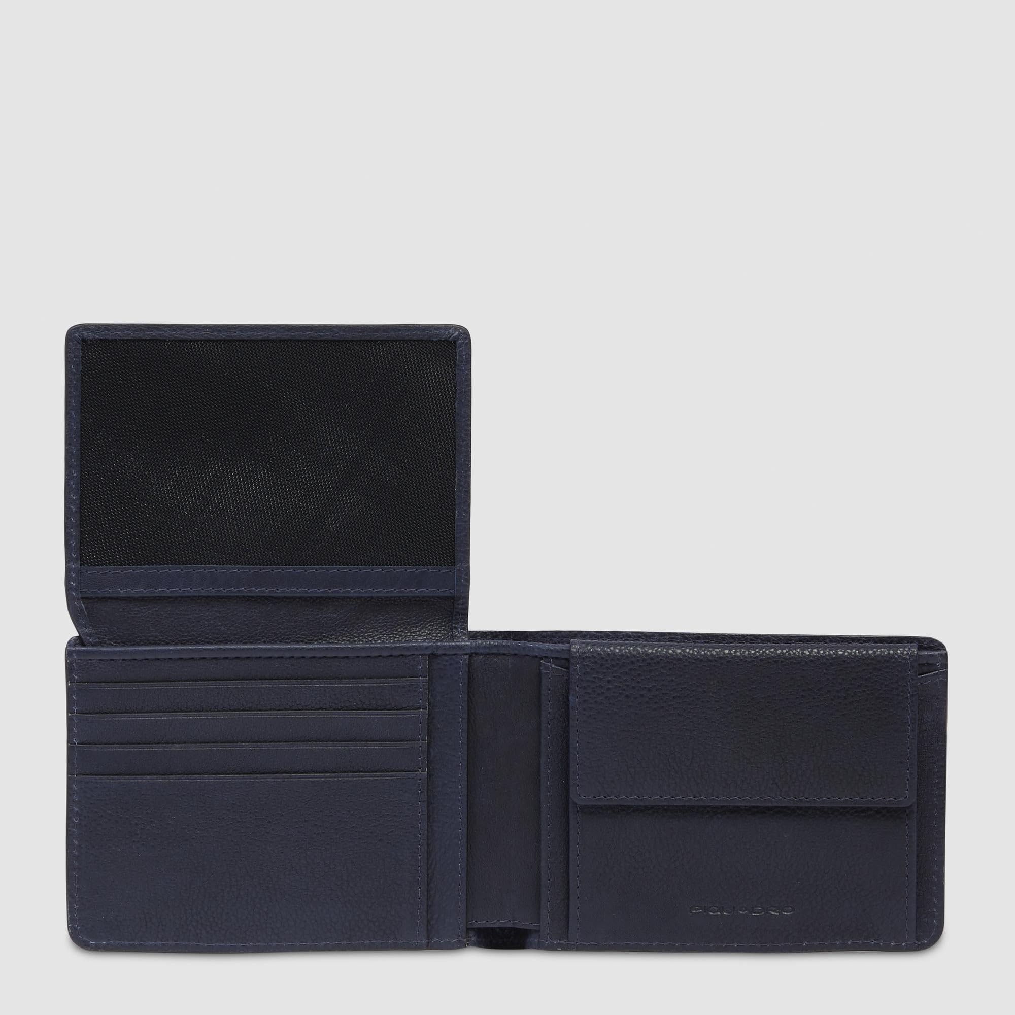 Piquadro Cronus - Portafoglio da uomo Flip Up ID Window RFID blu, blu