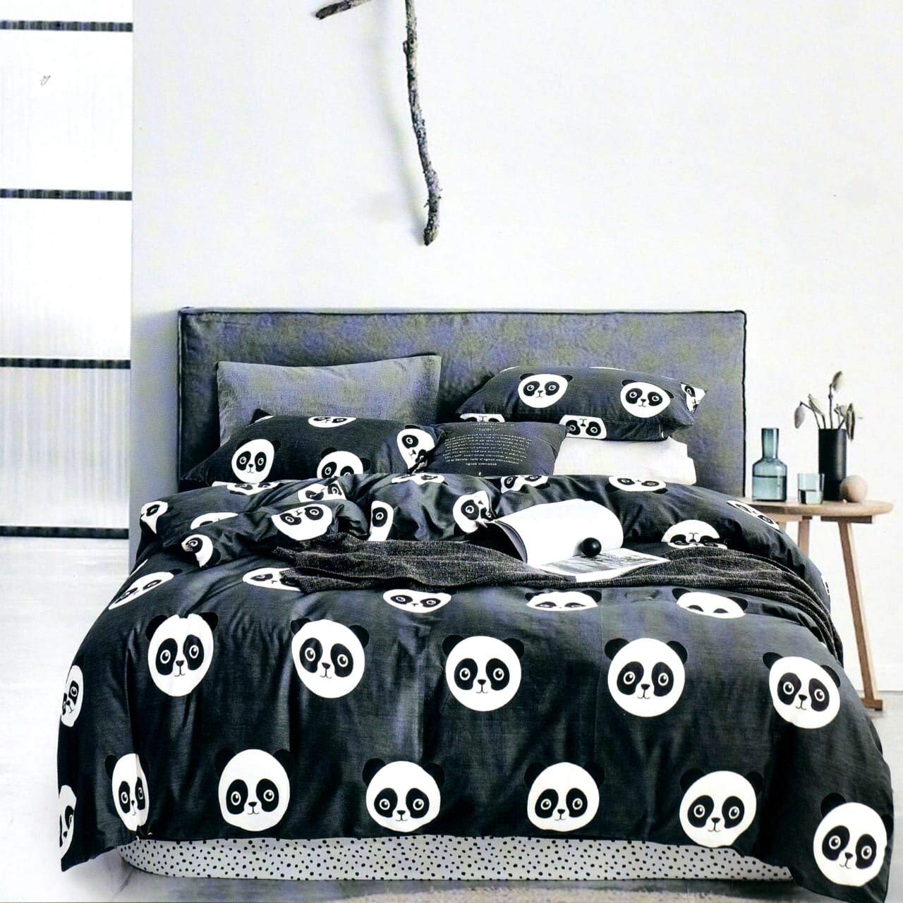 Sky Tex Black Color Panda Printed 180 TC Glace Cotton 3D Printed Single Bed Comforter (Buy This Comforter Get 1 N - 95 Mask Free)-image-29