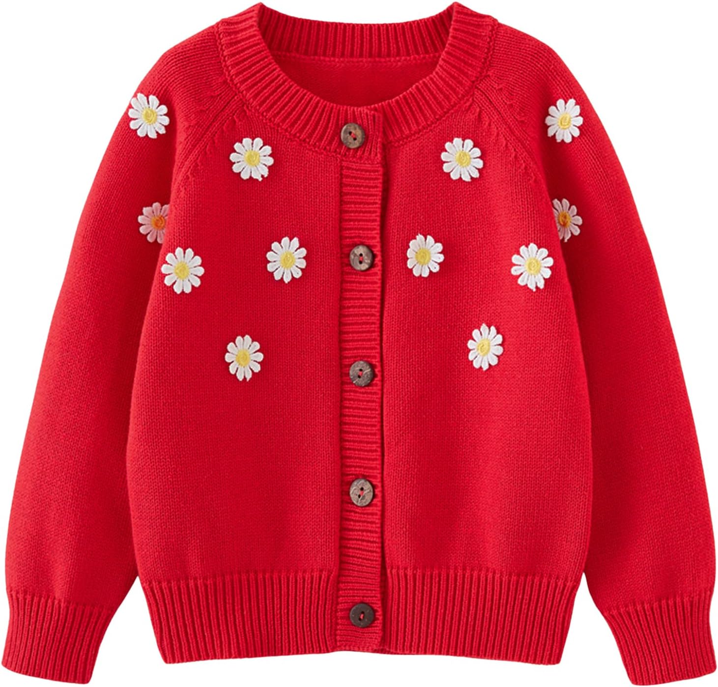 Baby Kids Girls Cardigan Sweaters Button Front Knitted Sweater Long Sleeve Cotton Tops Spring Cardigans 1-9 Years