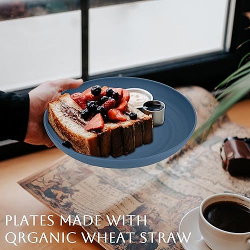 Miniatura 5 de Homienly Juego de platos profundos de 8 a 9 pulgadas, alternativos para platos de plástico, aptos para microondas y lavavajillas, platos de paja de
