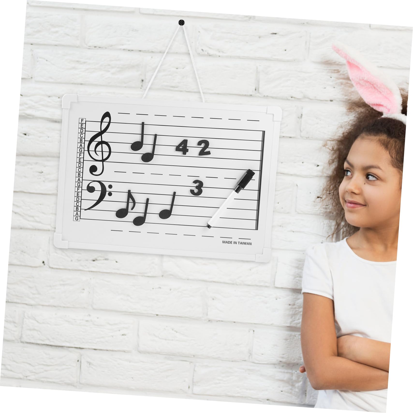 Tableau Blanc Effaçable à Sec Musique, avec Autocollants de Notes, Plastique, Suspendu au Mur, pour École et Maison