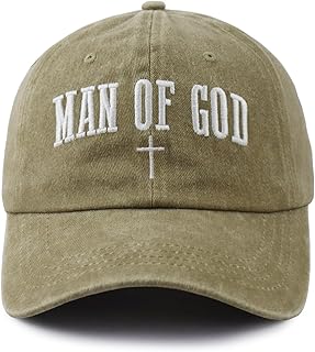 Man of God Hats for Men, Adjustable Cotton Embroidered Christian Jesus Baseball Cap