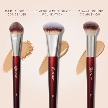 BK Beauty Core Complexion Trio Makeup Brushes Set (3PC) Foundation, Concealer, and Blending Brushes for Liquid, Cream & Powder Vegan, Cruelty-Free, Ultra-Soft Face Makeup Brushes