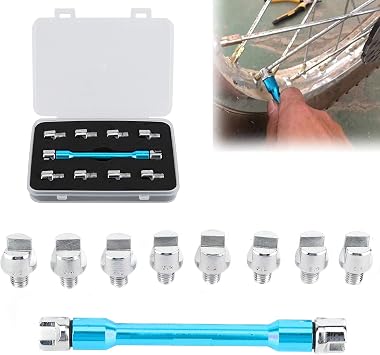Motorcycle Spoke Wrench Set, Motorcycle Wheel Spoke Wrench CNC Spanner Kit 5.06.8 Length 93mm/3.7in Repair Tool for Most Motorbike Used to Adjust Tire Wire(Blue)