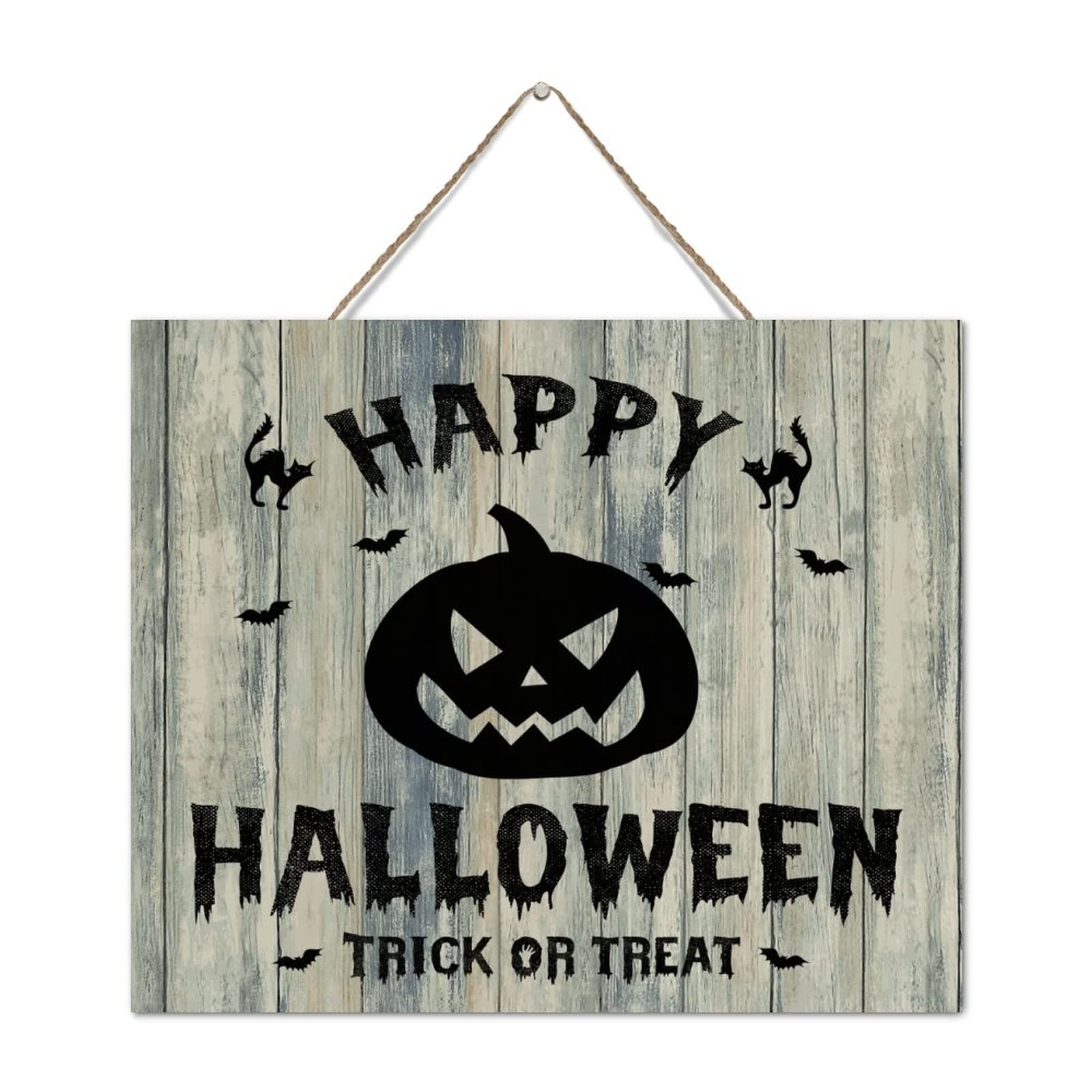 Décoration murale antique en bois Halloween gravé style rétro chic