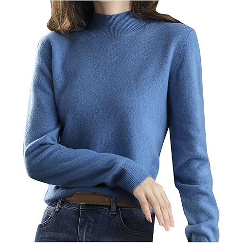 Cashmere Sweaters for Women Mock Neck Comfy Soft Long Sleeve Pullover Sweater Fall Fashion Tops