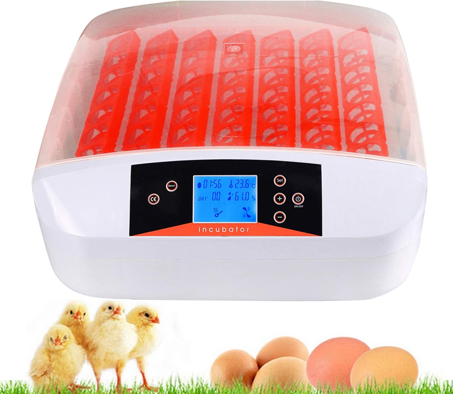 OppsDecor Egg Incubator, Incubators for Hatching Eggs with Fully Automatic Turning and Humidity Control, 90W Digital Clear Chicken Duck Egg Incubator