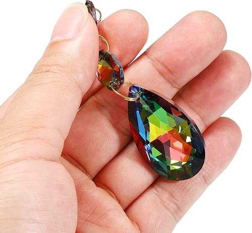 Miniatura 4 de PATIKIL Lágrima de cristal transparente, paquete de 5 prismas de araña de 1.496 pulgadas, cuentas colgantes con cuentas octogonales de 0.555