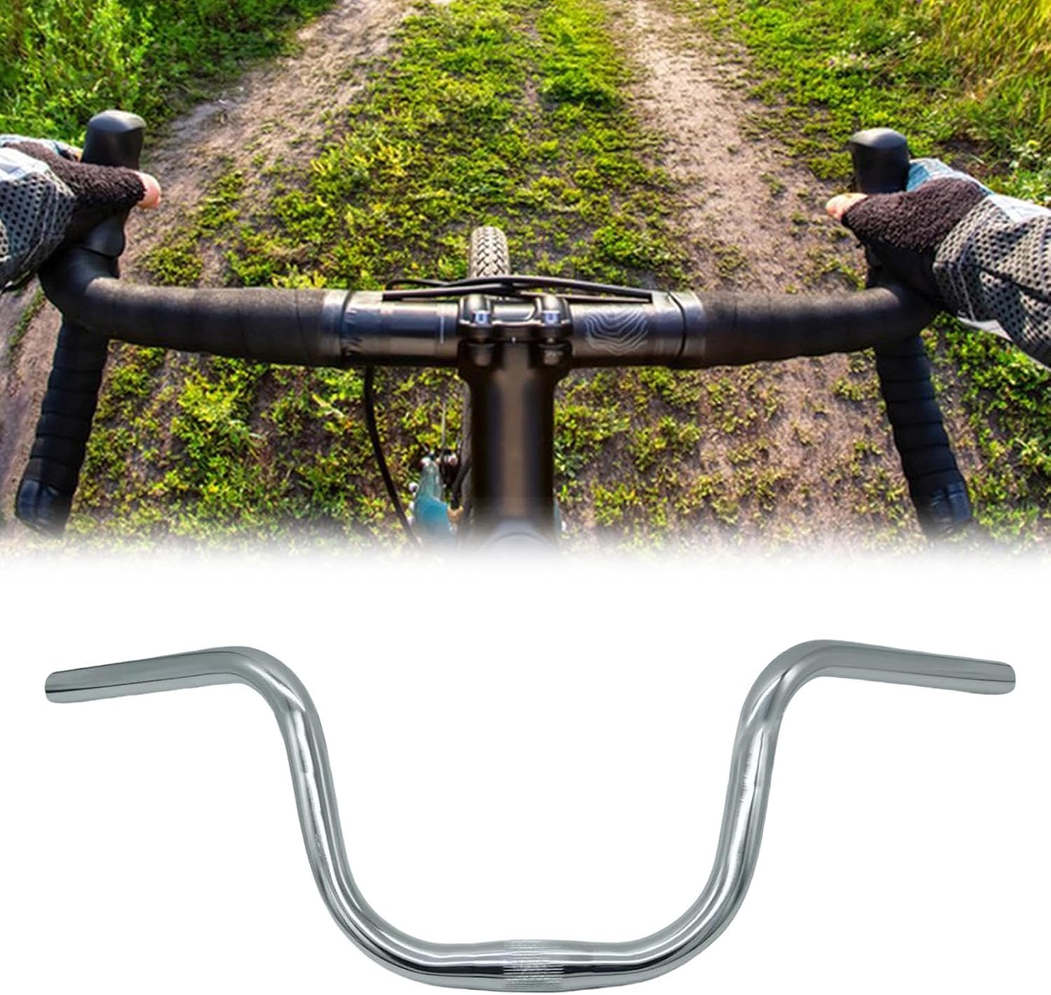 Colaxi Mountain Bike Riser Handlebar Universal Length 60cm Simple Assembly Repair Parts Diameter 25.4mm Aluminum Alloy Accessories