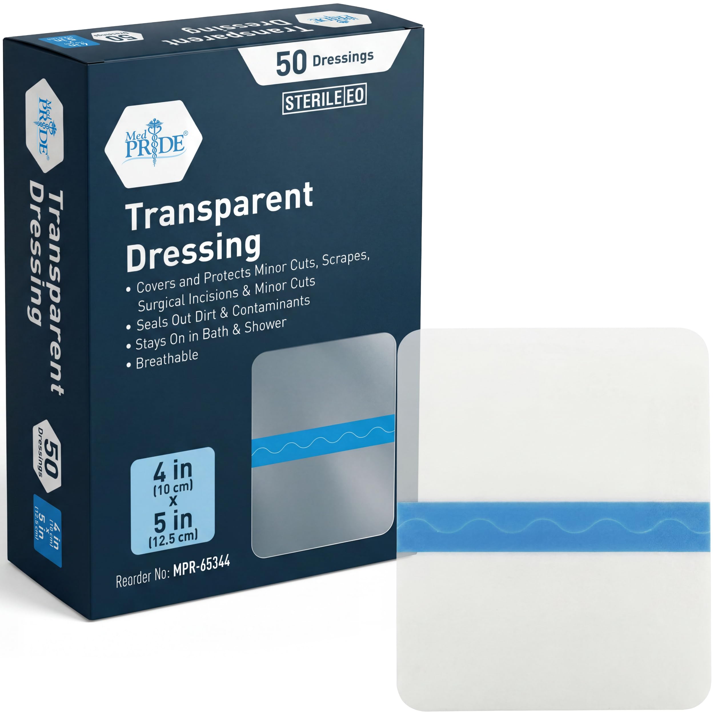 sterile wound dressing MED PRIDE Transparent Film 4x5 in,Sterile,Adhesive,50-Pack : Health & Household Softpack® | Sterile Dressing Kits
