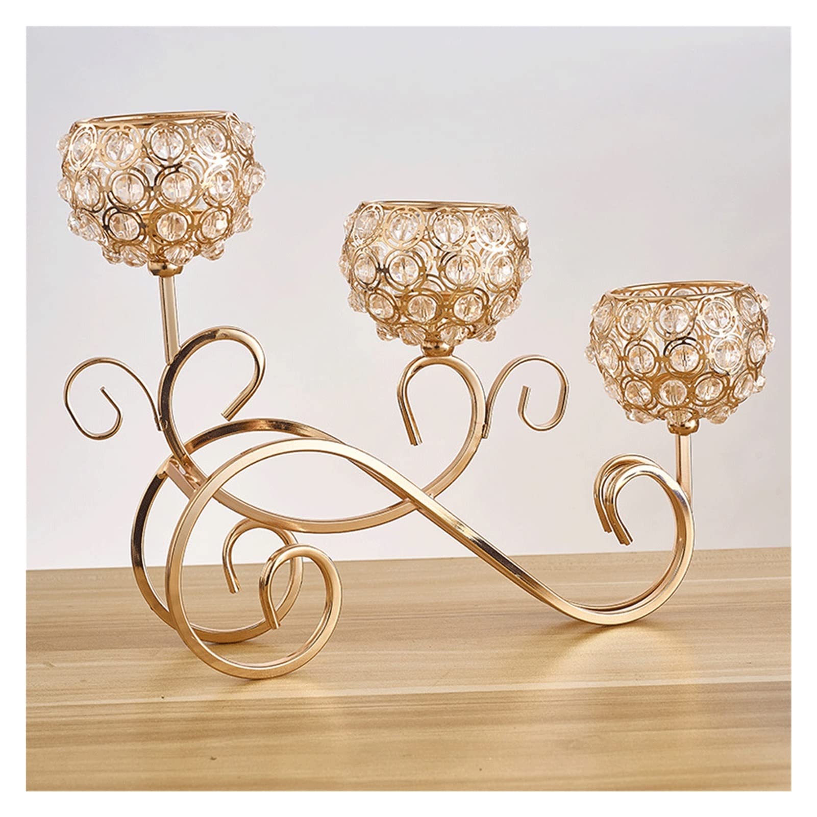 HTTGDGDH Home Wedding Candle Holder Props Three-Headed Crystal Decorative Ornaments,D-34 * 9 * 24cm