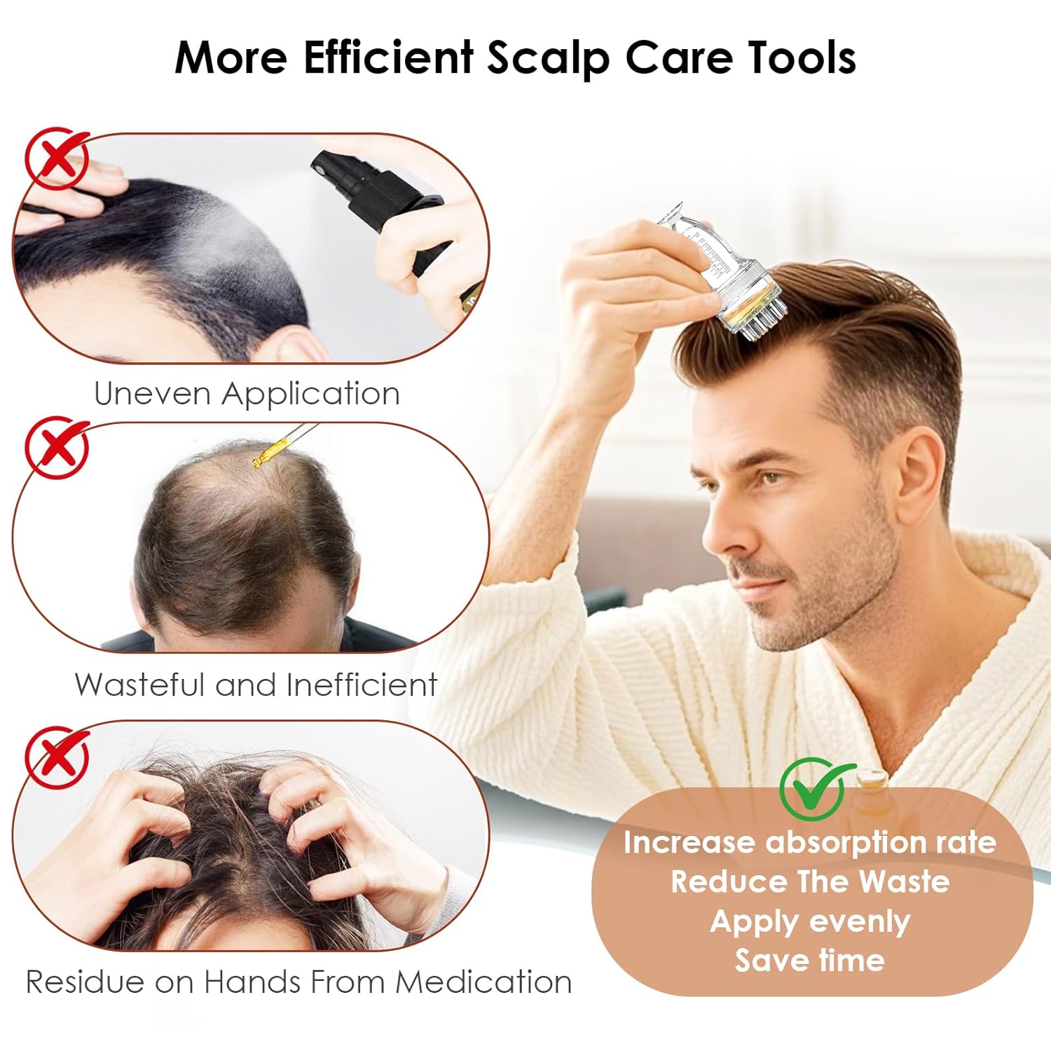 Scalp Applicator Comb for Minoxidil, Serums & Oils - Large capacity upgraded version -No-Waste, No-Mess Precision Liquid Applicator for Direct Scalp Care (2PCS)