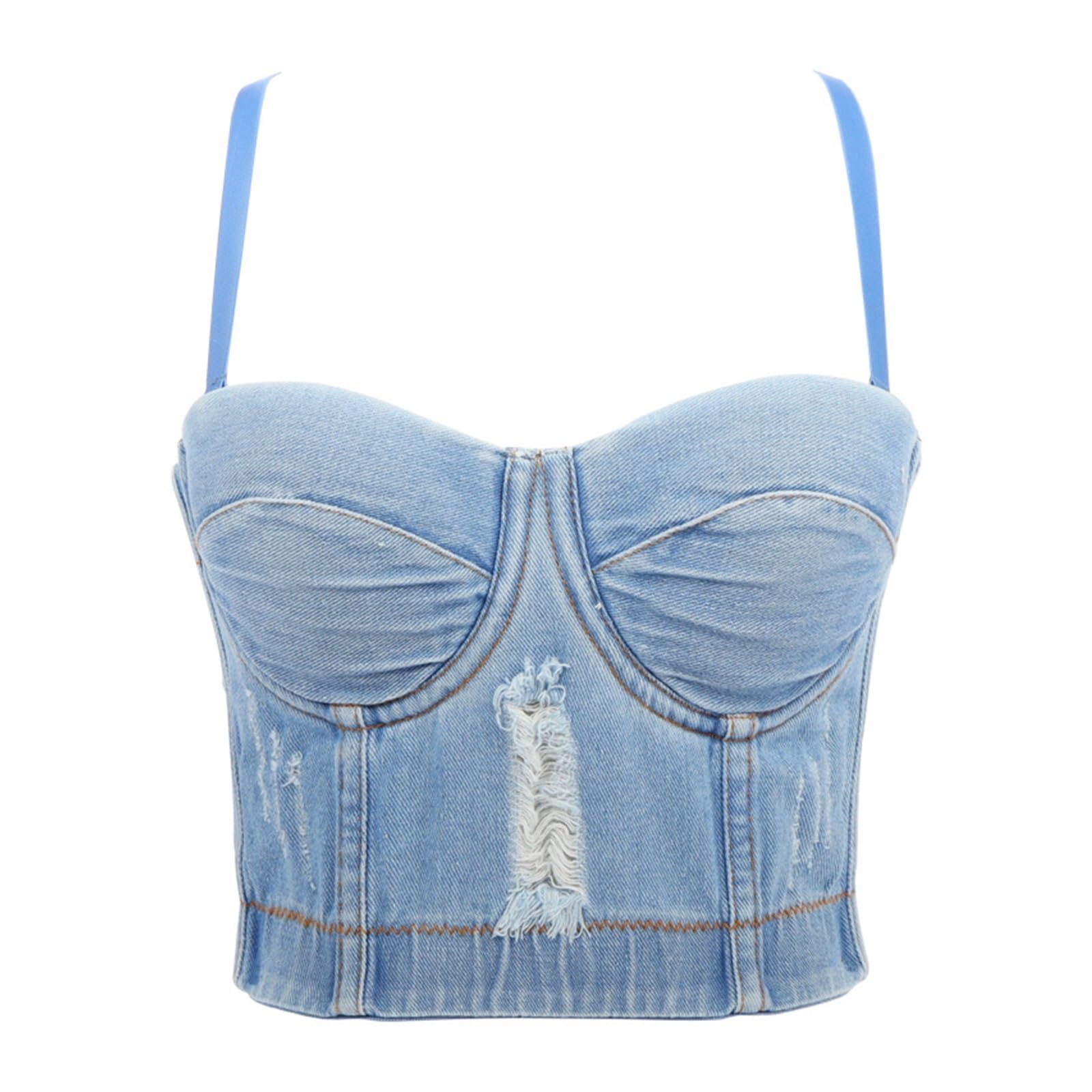 Chaleco halter de vaquero para mujer con top de espina de pescado copa 40C