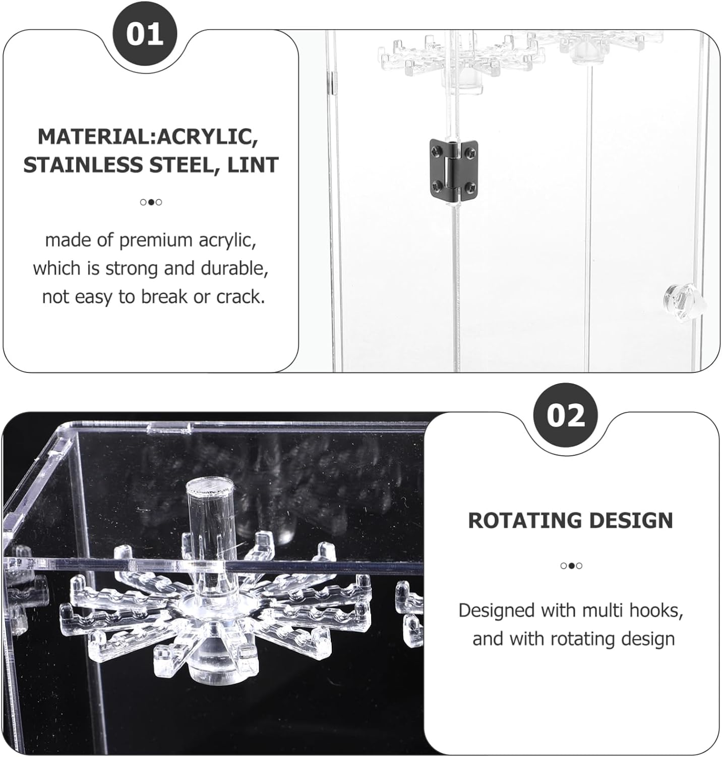 PRETYZOOM Acrylic Hooks Rotating Jewelry Display Stand Elegant Necklace Organizer for Tabletop Use for Jewelry Stores Boutiques and Home Multi- for Easy Access