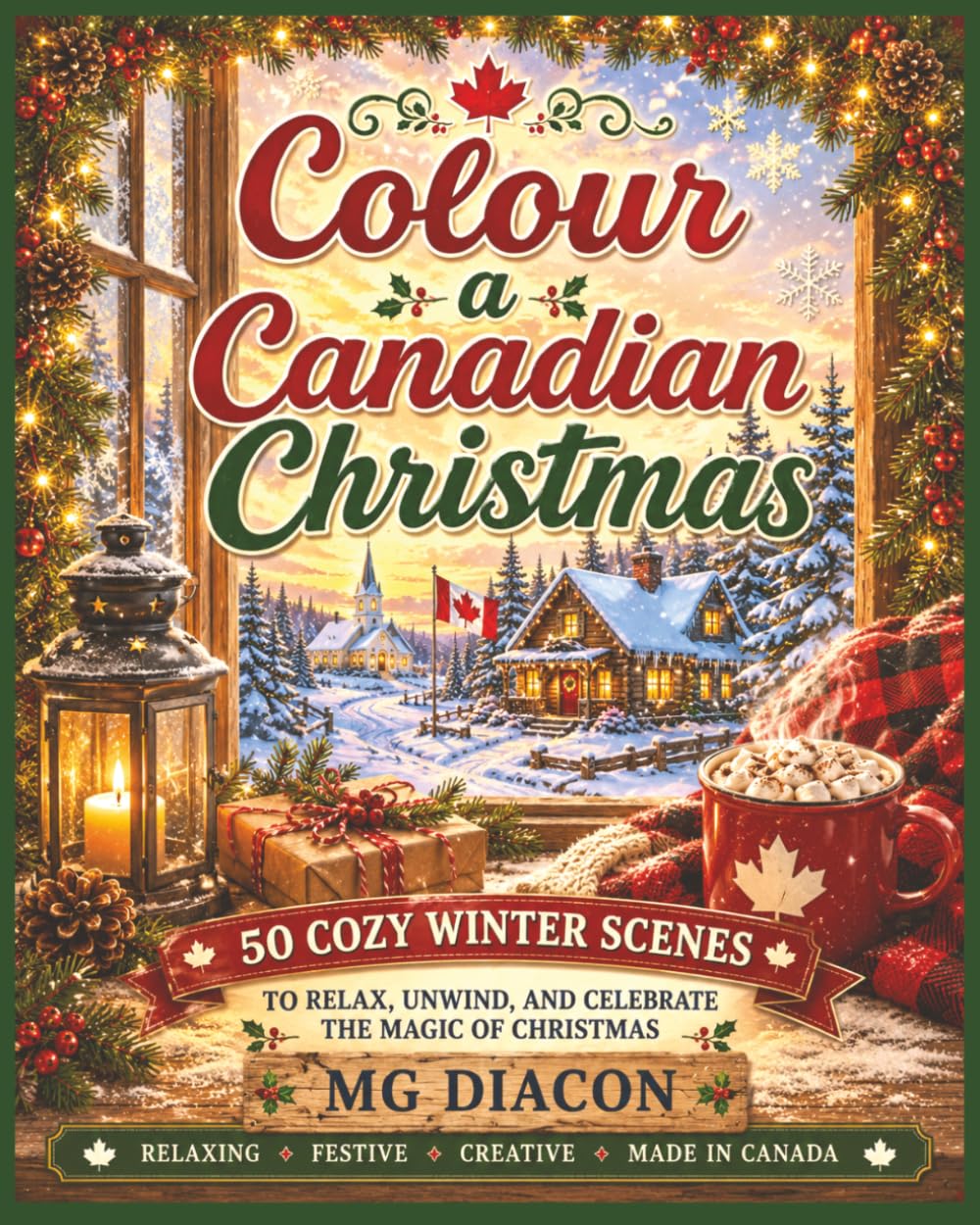 Colour a Canadian Christmas: 50 Cozy Winter Scenes to Relax, Unwind, and Celebrate the Magic of Christmas (Canadian Christmas Collection)