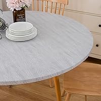 Vista 6 de LIBERECOO Round Vinyl Fitted Tablecloth with Flannel Backing Elastic Edge Table Cover Waterproof Stain-Resistant Wipeable Tablcloths Fits 45-56
