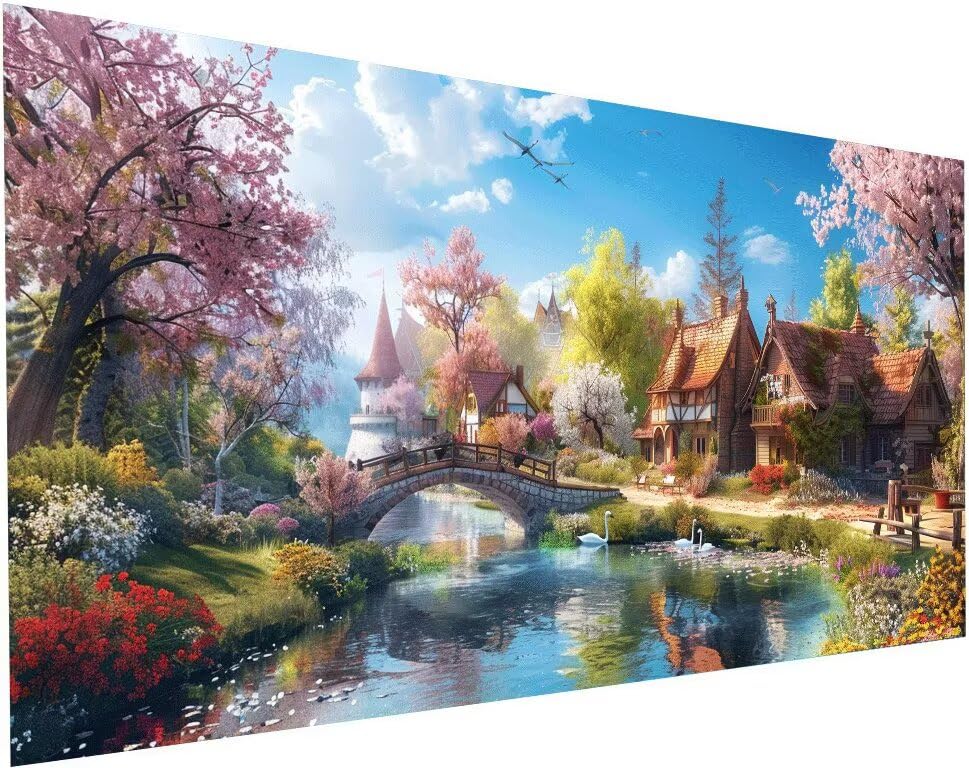 Diamond painting paysage pour décoration de chambre adulte format panoramique