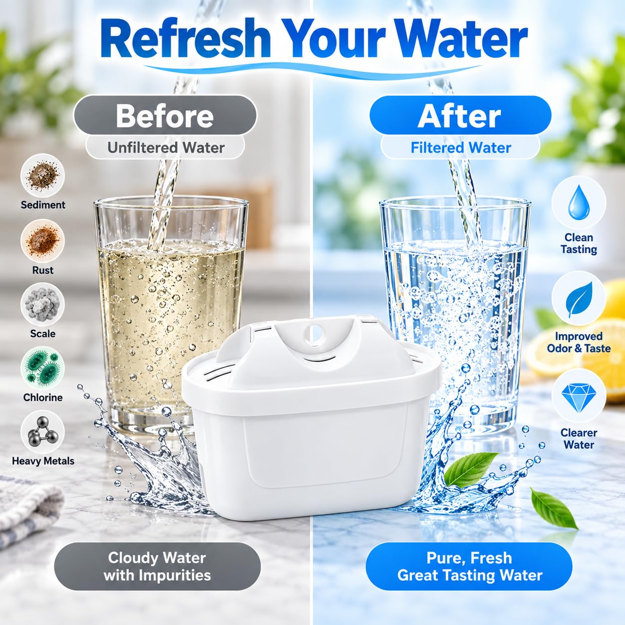 Filtros Jarra de Agua para BWT AQUAlizer Home, Pack 6 Recambios