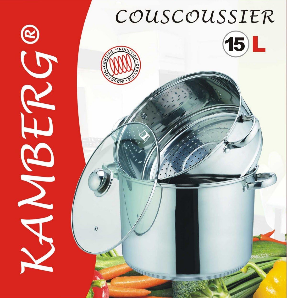 Couscous Pan, Stainless Steel, Stainless Steel, Gray, 31,5 x 31,5 x 30 cm