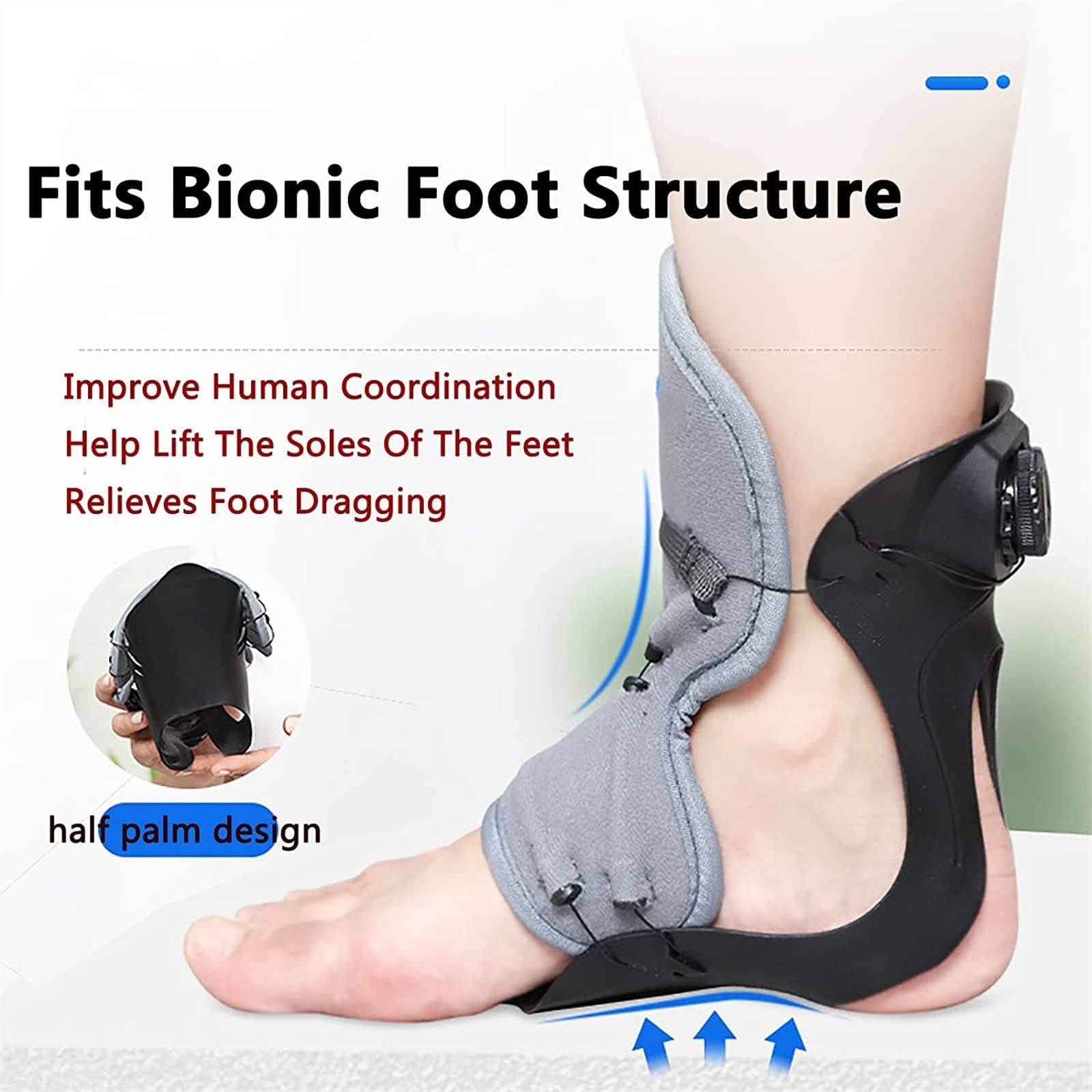 Órtesis De Tobillo Y Pie, Órtesis Fija para Caída del Pie con Cordones Boa Ajustables Y Refuerzo Envolvente De 360°, Ajuste Biónico, Transpirable Y Cómoda, para Hemiplej,Left(L)