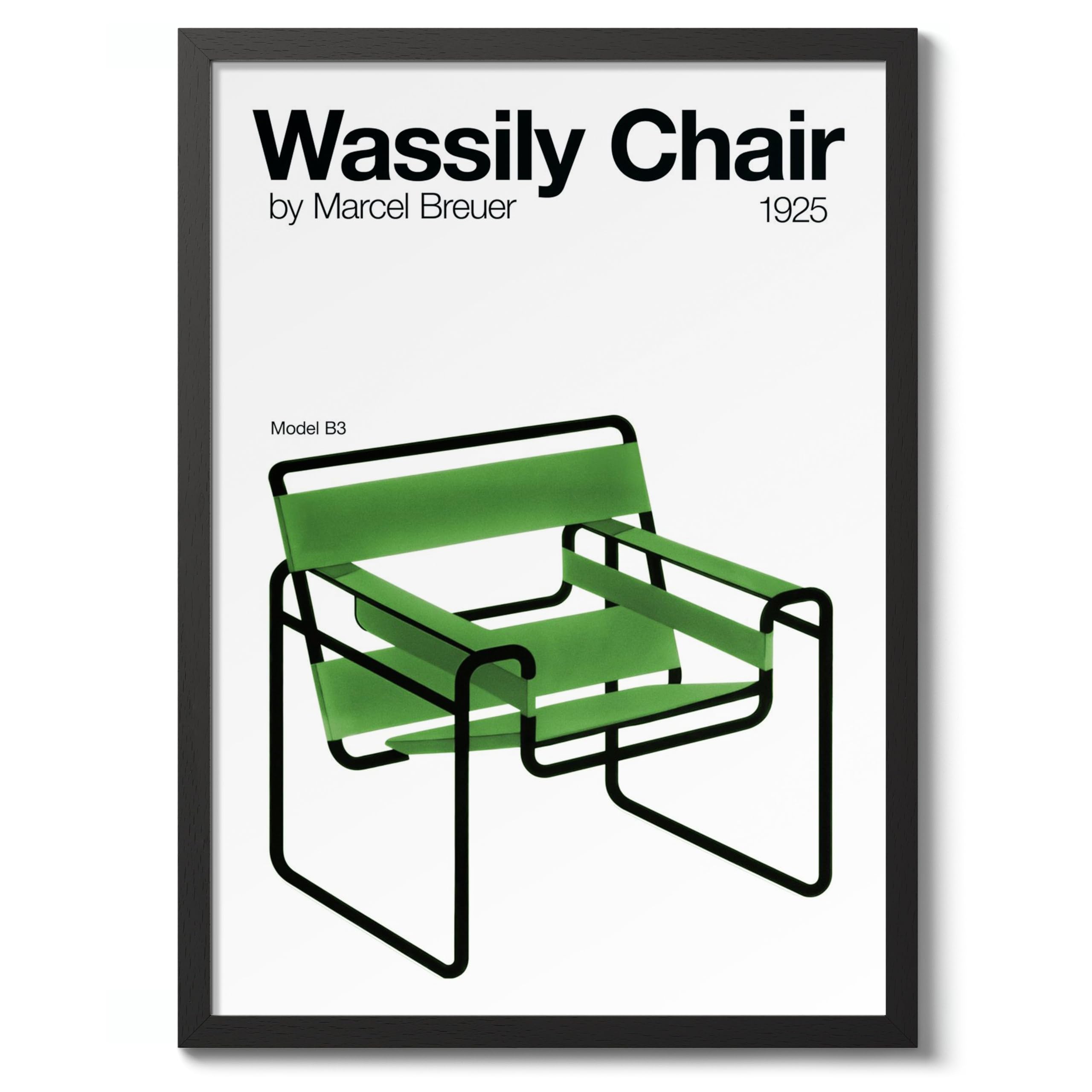 Wassily Chair Poster, Bauhaus Mid-Century Modern Print, Retro Abstract Wall Art, A5 (Black Frame) - 24.1x17.9cm โ image 1