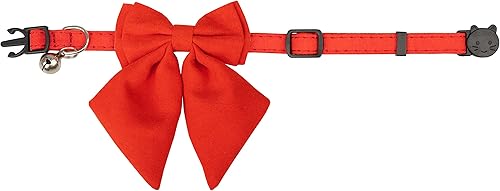 Miniatura 4 de Collar de gato con pajarita de campana Breakaway Kitten Small Pet Safety Solid Wedding Basic Pure Color Suede Soft Adjustable Sailor Bow - 1 unidad