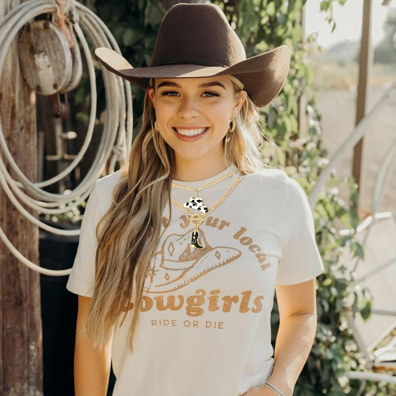 Cowboy Boot Necklace Gold Cowgirl Necklace Cowboy Hat Necklace Western Necklaces Western Jewelry Gift Cowgirl Accessories for Women - Image 2