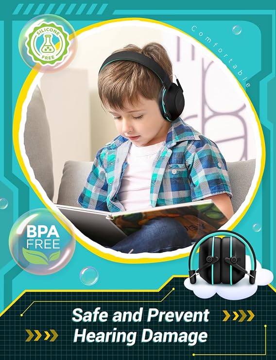 iClever Noise Cancelling Headphones for Kids Adults, SNR 29dB Safety Noise Reduction Ear Muffs for Autism Sensory &Concentration Aid, Ear Hearing Protection for Fireworks/Event/Monster Jam/Concert