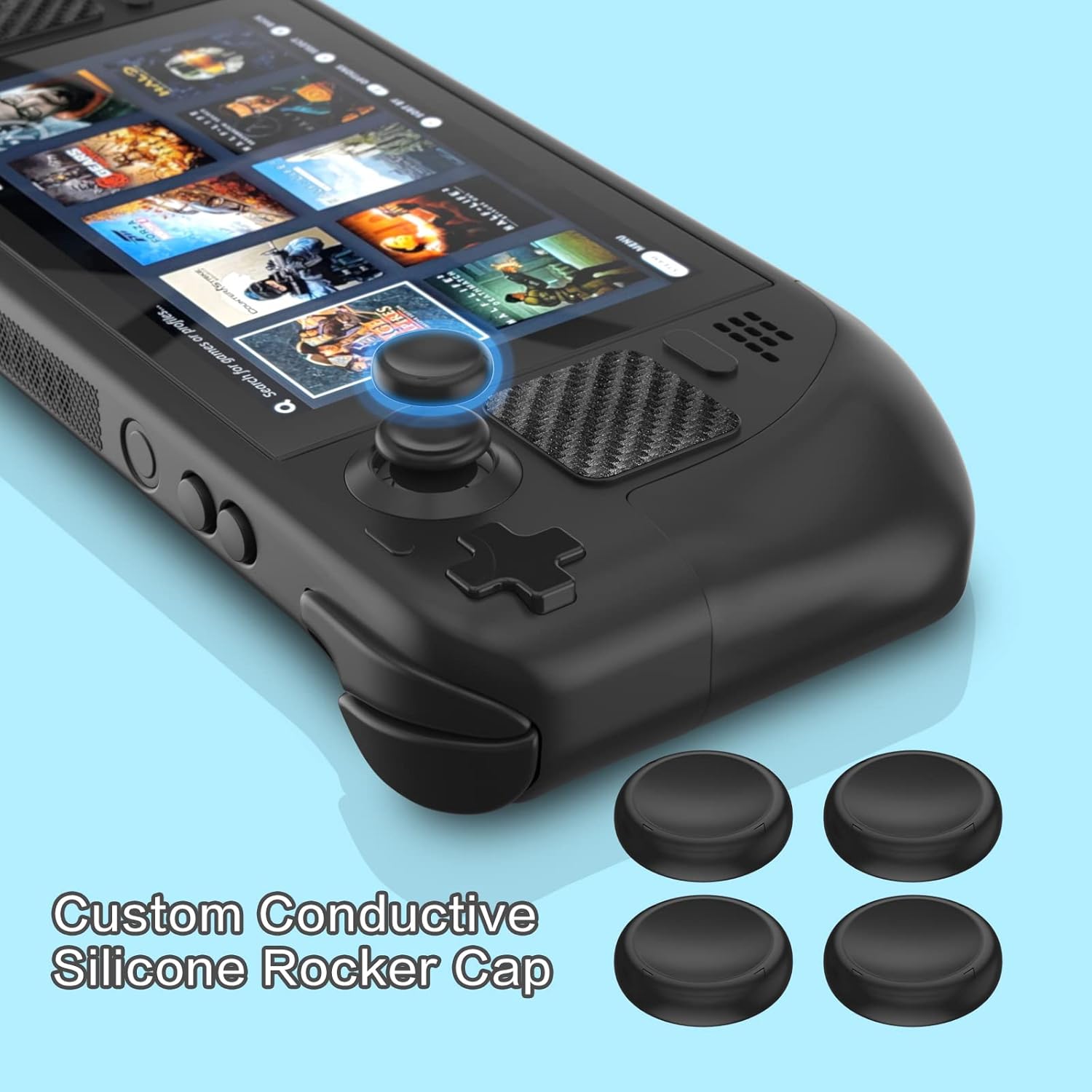 Steam Deck Accessories, Steam Deck Touch Protector, Steam Deck Dust Plug, Steam Deck Silicone Thumb Grip Caps, Vent Dust Filter Cover with Trackpads Skins - 9 in 1