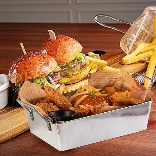 Miniatura 9 de Vaguelly Cubo galvanizado, Pequeña tina de metal, Cubo de hielo rectangular galvanizado tina cubeta de hielo, Bebida plateada, Bebida, Bocadillos